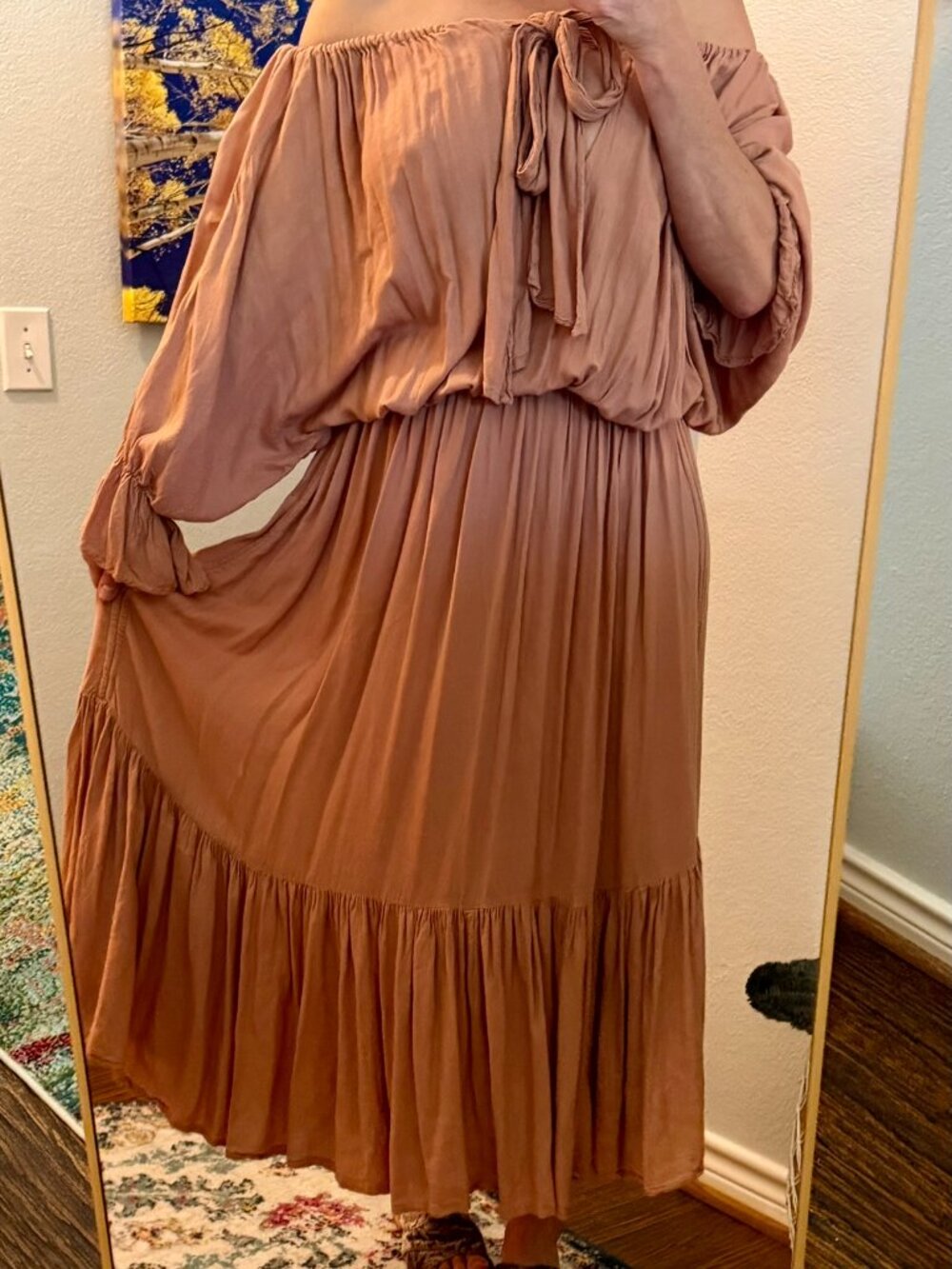 Jen’s Pirate Booty Off-Shoulder Maxi Dress | Small | Dusty Peach